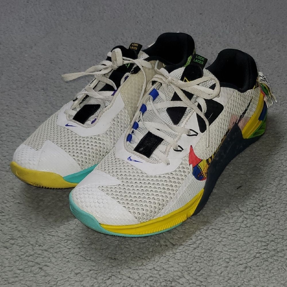 Nike Metcon 7 AMP 12 Days White and Yellow Athletic Sneakers Mens Size 8.5